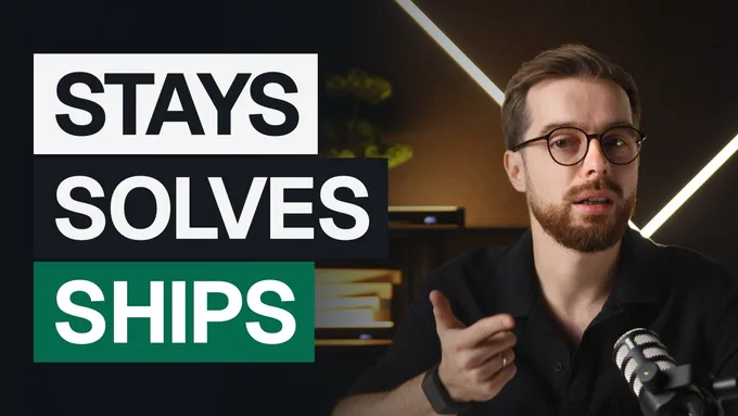 Video thumbnail: Mat Kupczyk on camera next to the caption “Stays. Solves. Ships.”
